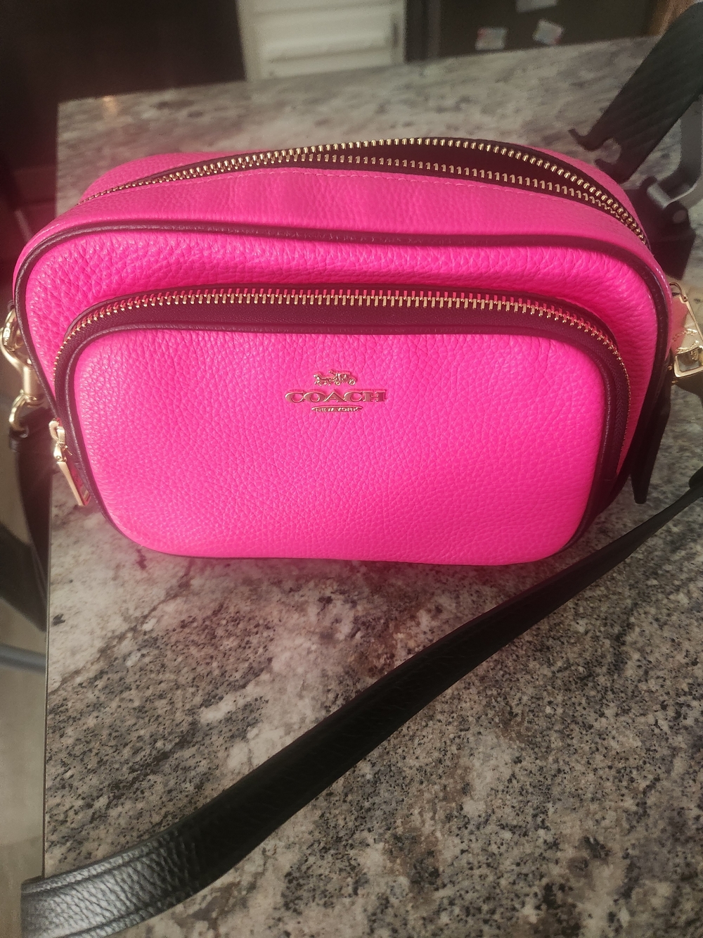 Coach Pebbled Leather Crossbody Bag in Bright Pink